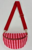 Schoudertasje roze met rode strepen