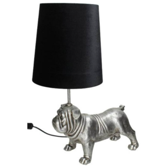 Tafellamp bulldog zilver met zwarte kap