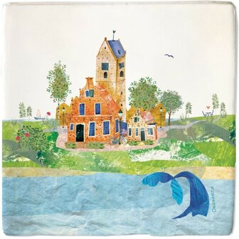 Set van 5 Ameland tegeltjes: Hollum Ballum Nes Buren Oerd