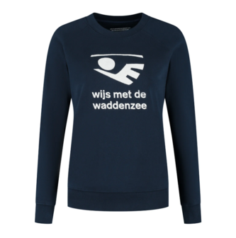 Damesweater - Sweater  Wijs met de waddenzee &ndash; Marine blauw &ndash; unisex &ndash; kleding Ameland