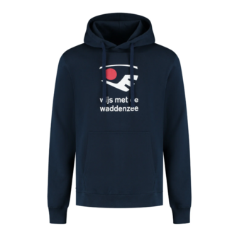 Hoodie &ndash; Wijs met de waddenzee &ndash; Marine blauw &ndash; unisex &ndash; kleding AmelandWijs met de Waddenzee