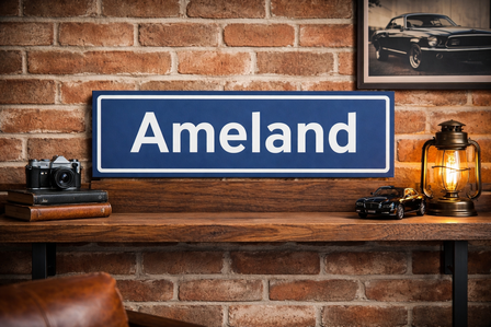 Plaatsnaamborden: Ameland, Hollum, Ballum, Nes, Buren of Ameland vintage.