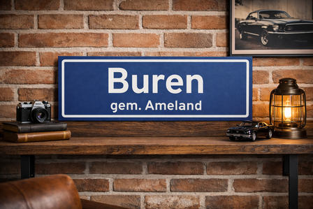 Plaatsnaamborden: Ameland, Hollum, Ballum, Nes, Buren of Ameland vintage.