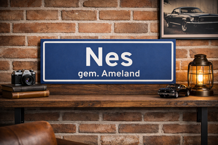 Plaatsnaamborden: Ameland, Hollum, Ballum, Nes, Buren of Ameland vintage.