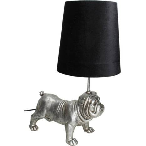 Tafellamp bulldog zilver met zwarte kap