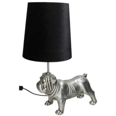 Tafellamp bulldog zilver met zwarte kap
