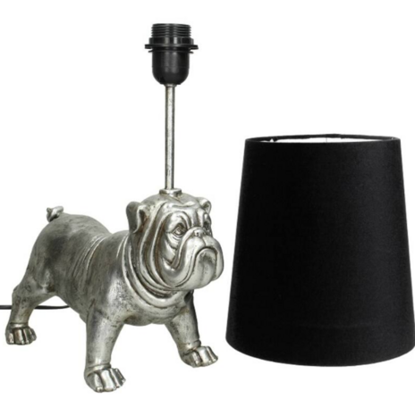 Tafellamp bulldog zilver met zwarte kap