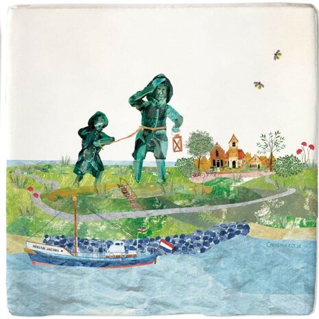 Set van 5 Ameland tegeltjes: Hollum Ballum Nes Buren Oerd