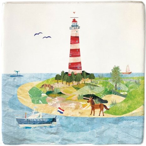 Set van 5 Ameland tegeltjes: Hollum Ballum Nes Buren Oerd