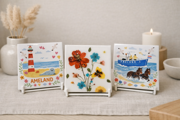 Ameland tegeltjes op tafel 3x2 formaat