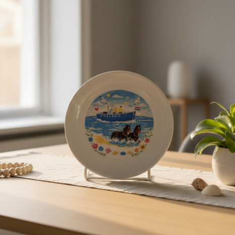 Ameland bordje reddingboot op tafel 1x1 formaat