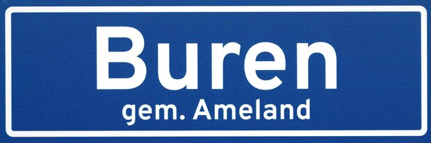 Plaatsnaamborden: Ameland, Hollum, Ballum, Nes, Buren of Ameland vintage.