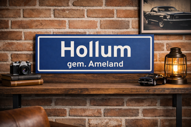 Plaatsnaamborden: Ameland, Hollum, Ballum, Nes, Buren of Ameland vintage.