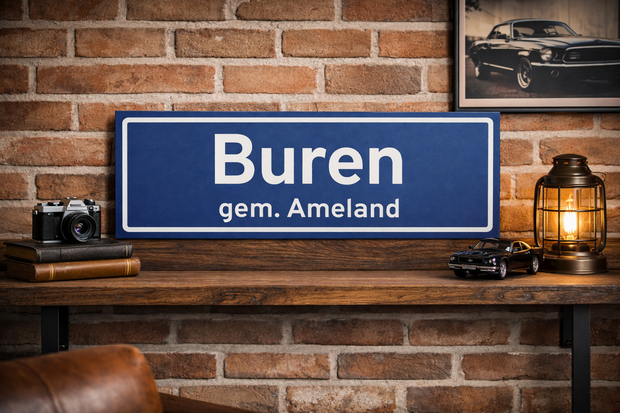 Plaatsnaamborden: Ameland, Hollum, Ballum, Nes, Buren of Ameland vintage.