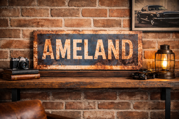 Plaatsnaamborden: Ameland, Hollum, Ballum, Nes, Buren of Ameland vintage.